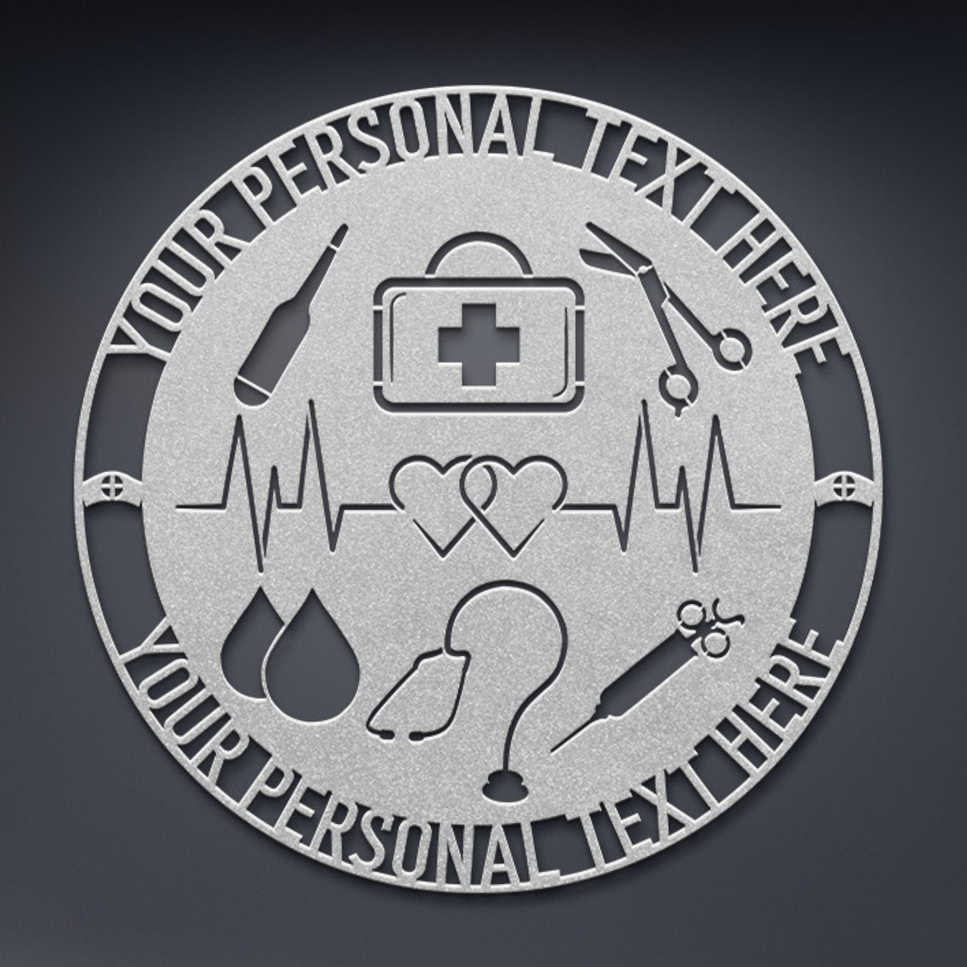 Personalized Nurse Name Metal Sign Decor In Silver With Custom Text