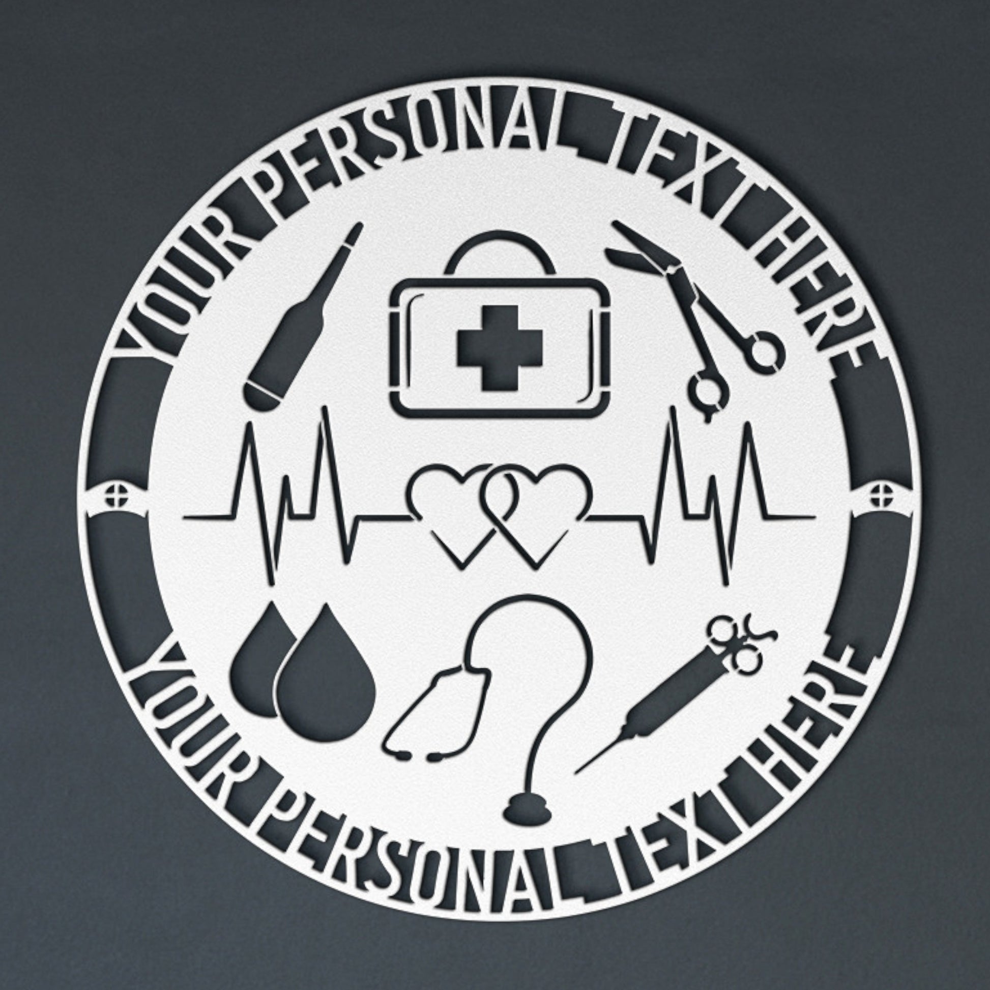 Personalized Nurse Name Metal Sign Decor In White With Custom Text