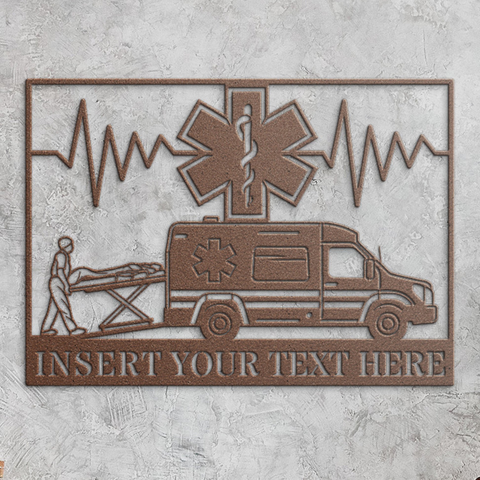Personalized Paramedic Metal Sign Decor In Copper With Custom Text