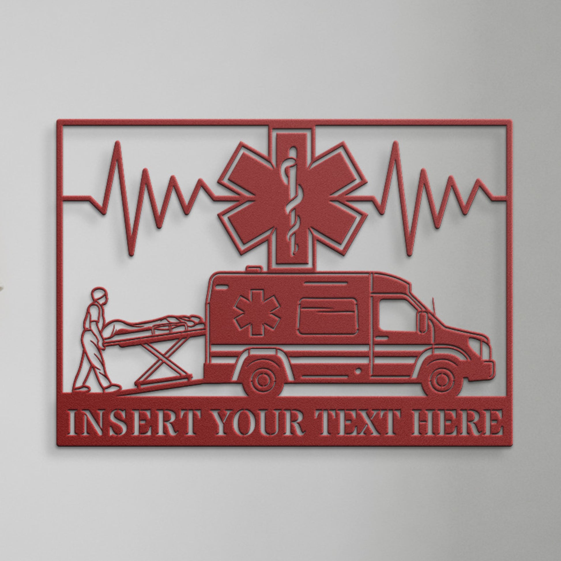 Personalized Paramedic Metal Sign Decor In Red With Custom Text