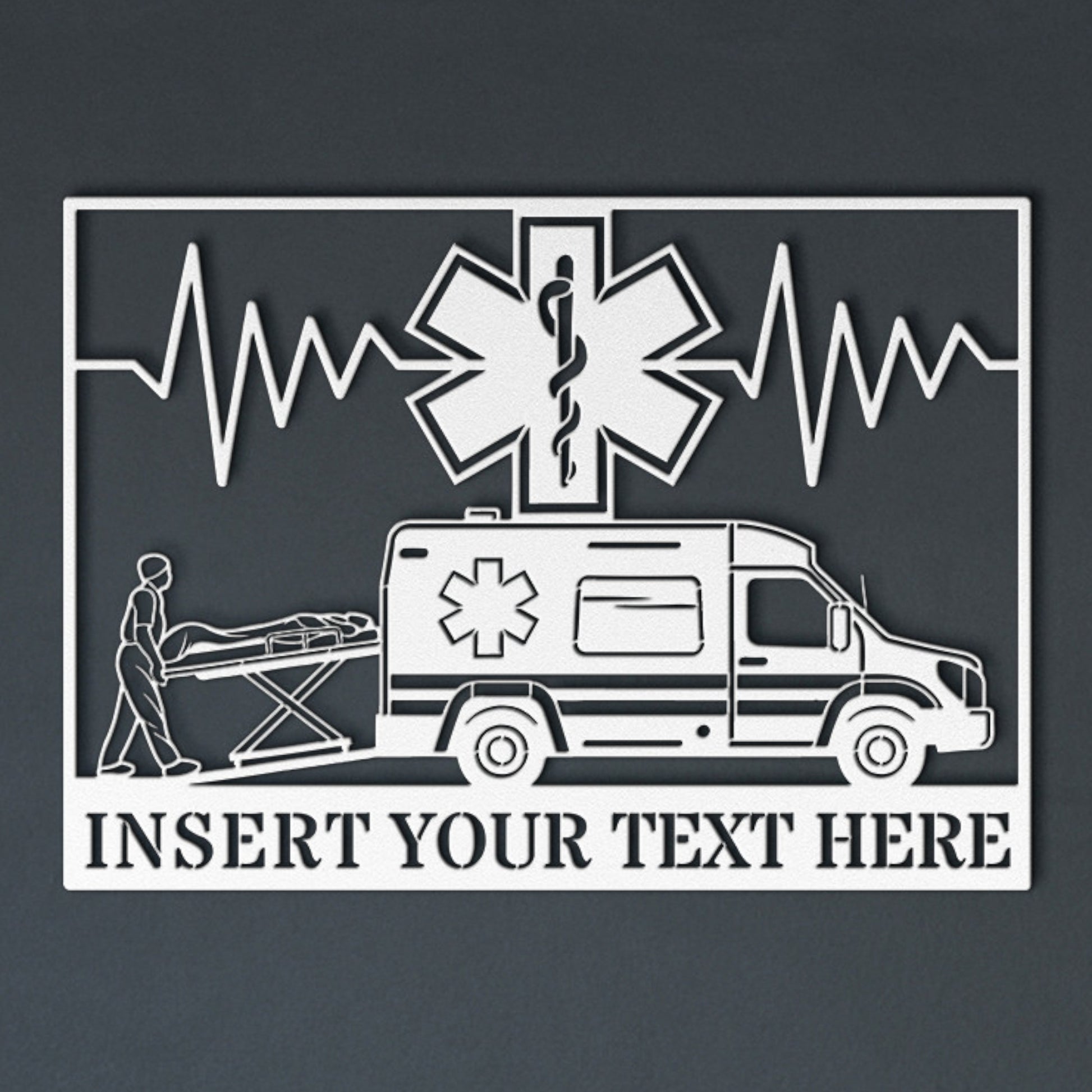Personalized Paramedic Metal Sign Decor In White With Custom Text