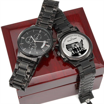 Personalized Patriotic US Eagle Military Metal Watch With Custom Text And Gift Box 1