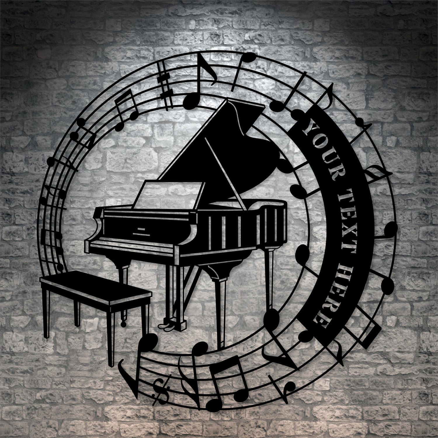 Personalized Pianist Name Metal Sign Decor In Black With Custom Text