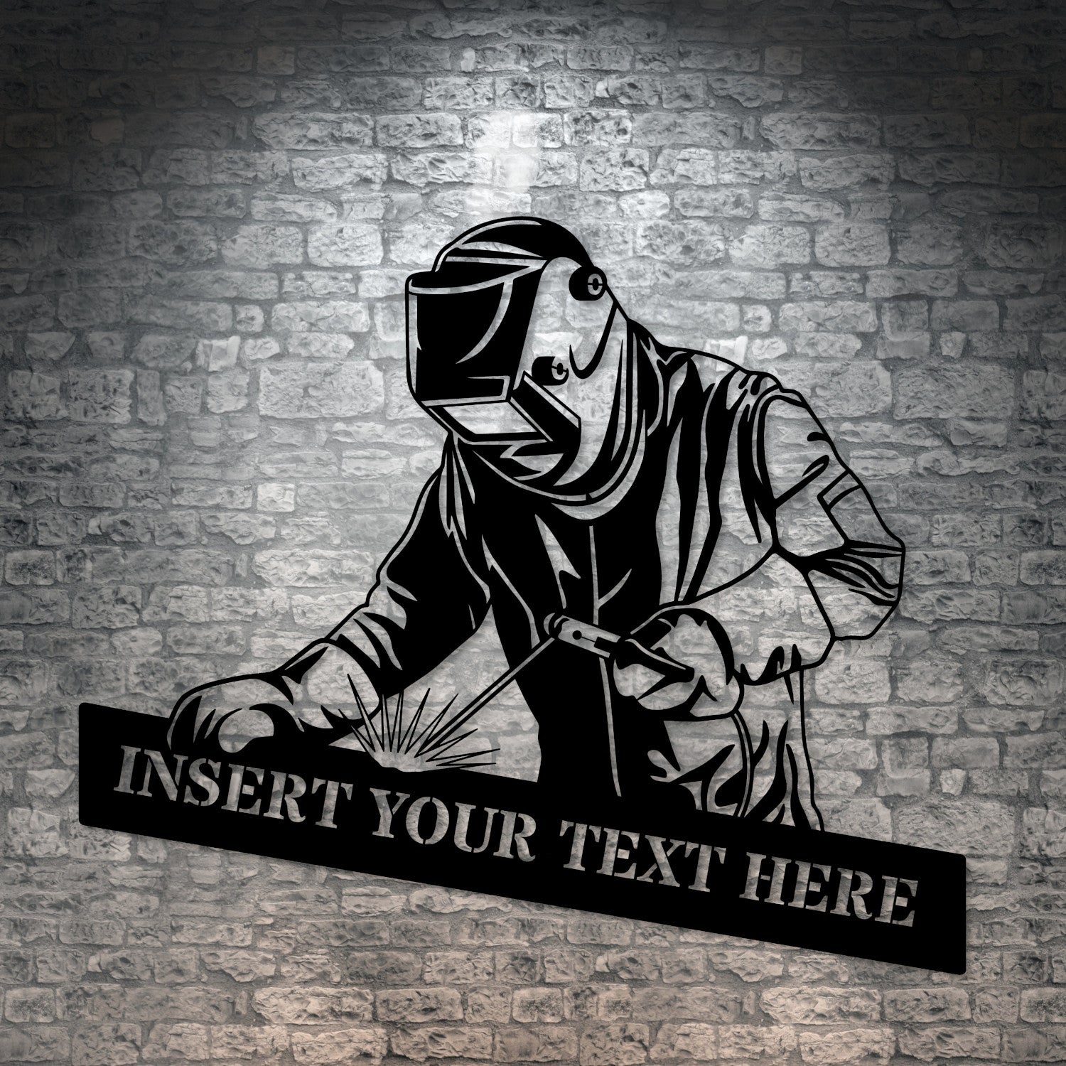 Personalized Pipeline Welder Name Metal Sign Decor In Black With Custom Text