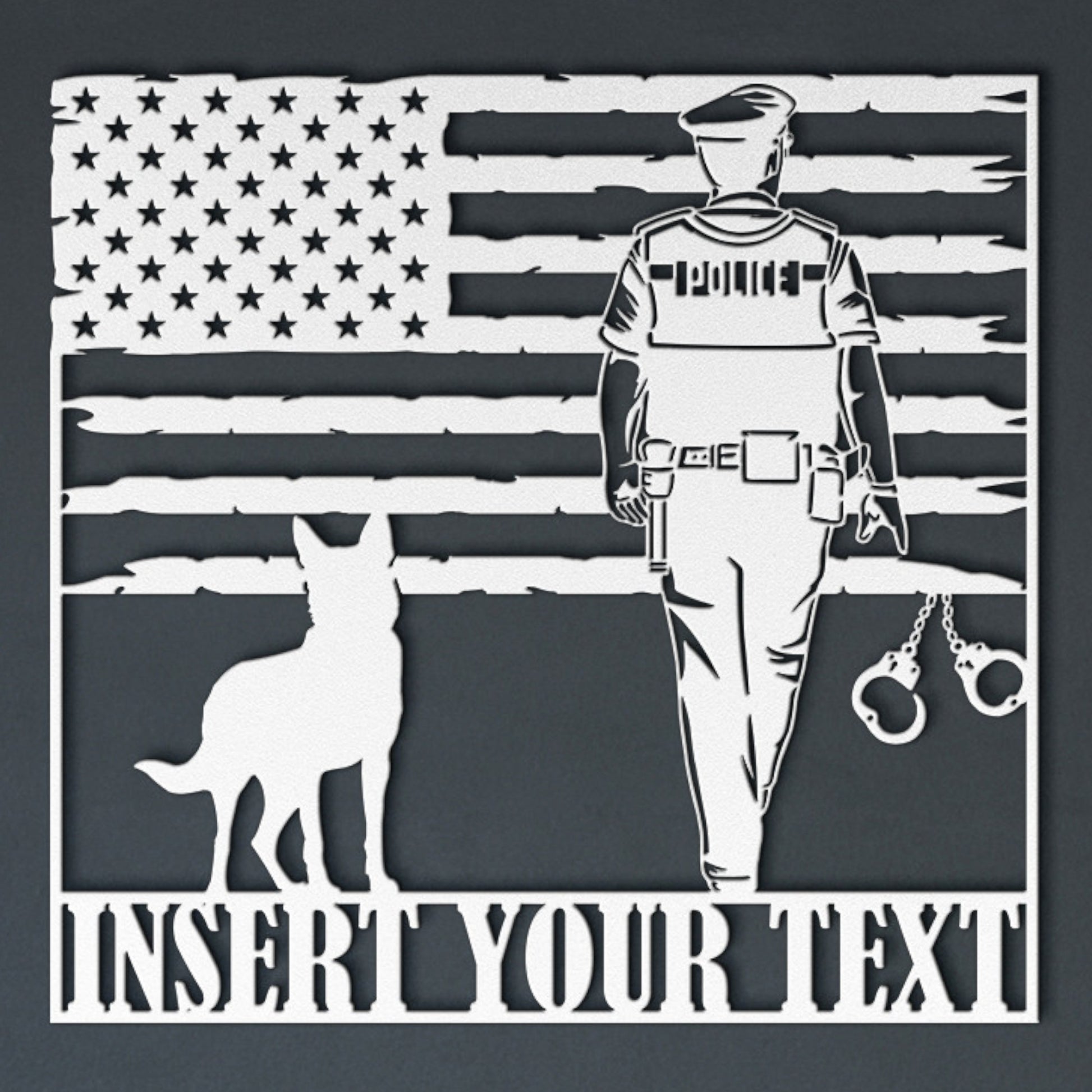 Personalized Police Officer And Dog Name Metal Sign In White With Custom Text