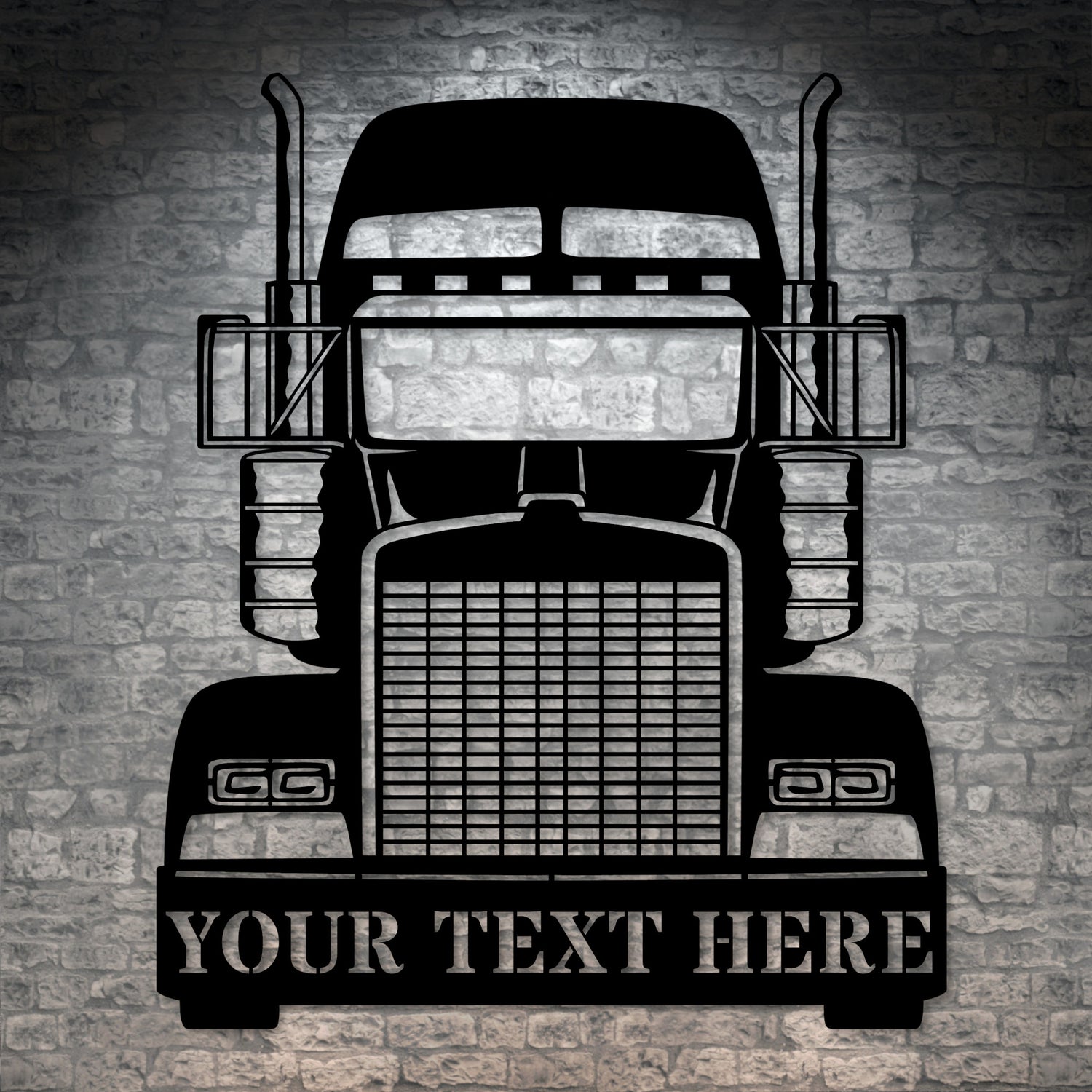 Personalized Retro Truck Driver Metal Name Sign Decor In Black With Custom Text