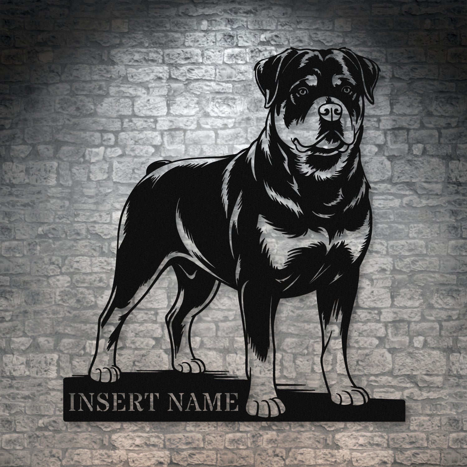 Personalized Rottweiler Metal Sign In Black. Custom Dog Owner Wall Decor Gift