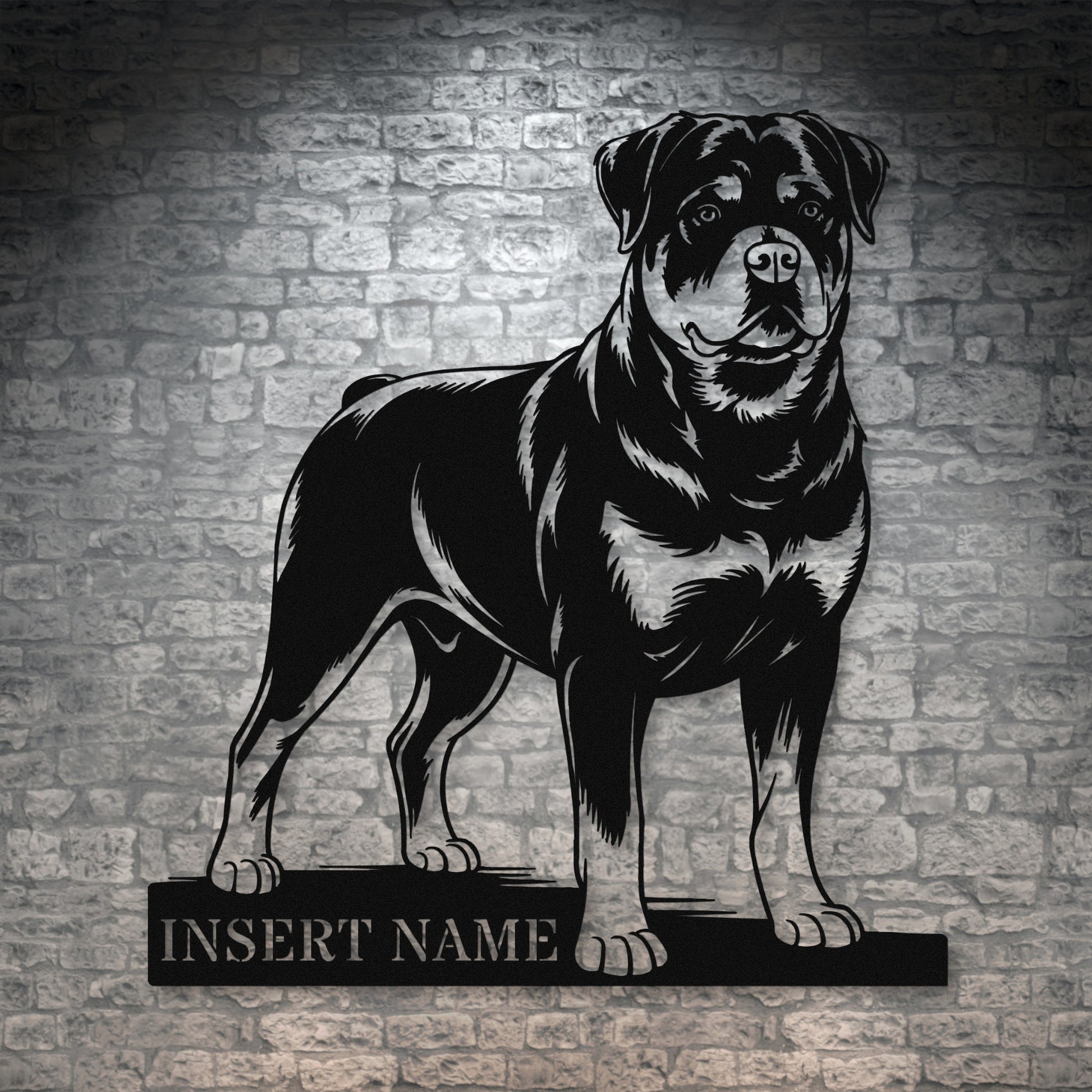 Personalized Rottweiler Metal Sign In Black. Custom Dog Owner Wall Decor Gift