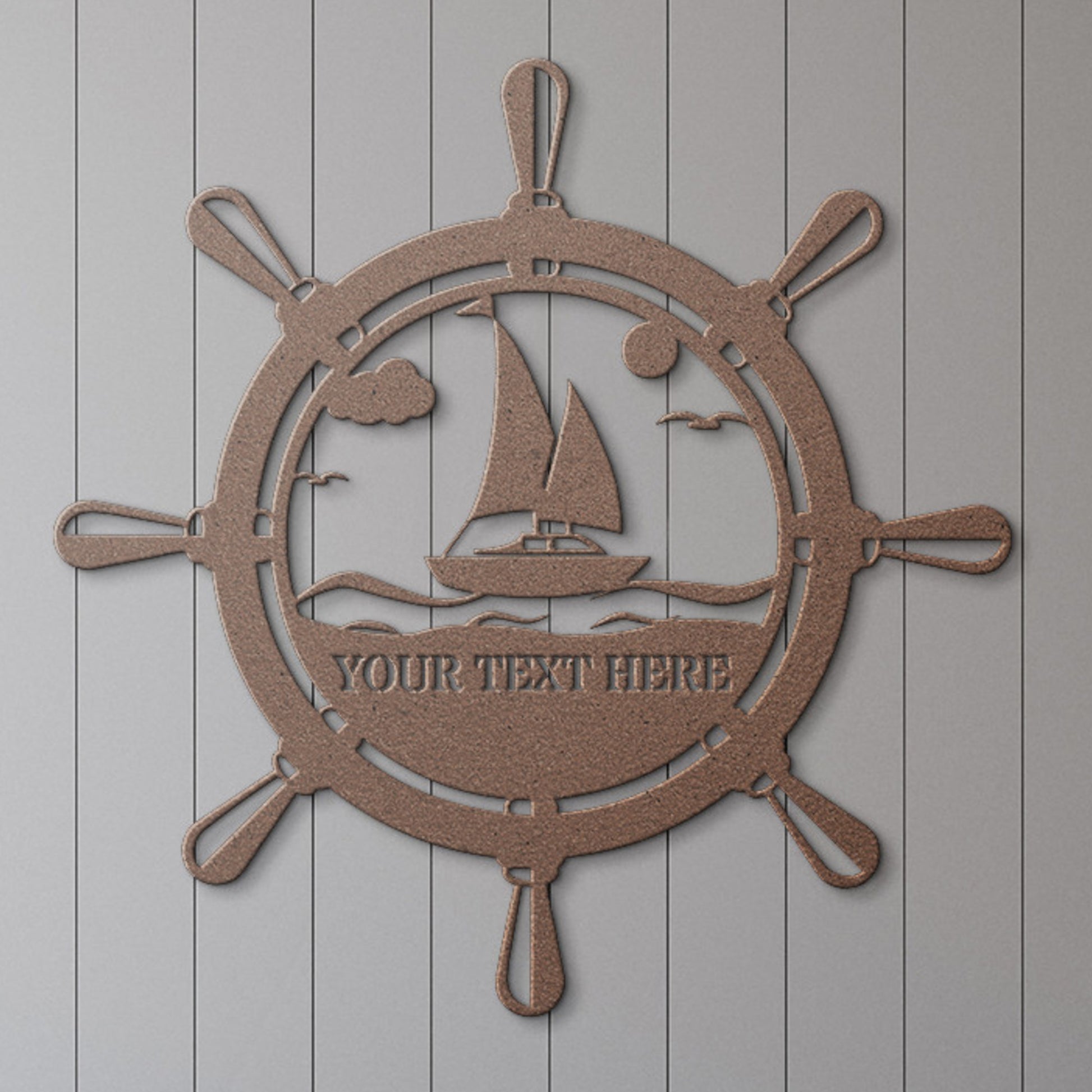 Personalized Sailor Helm Name Metal Sign Decor In Copper With Custom Text