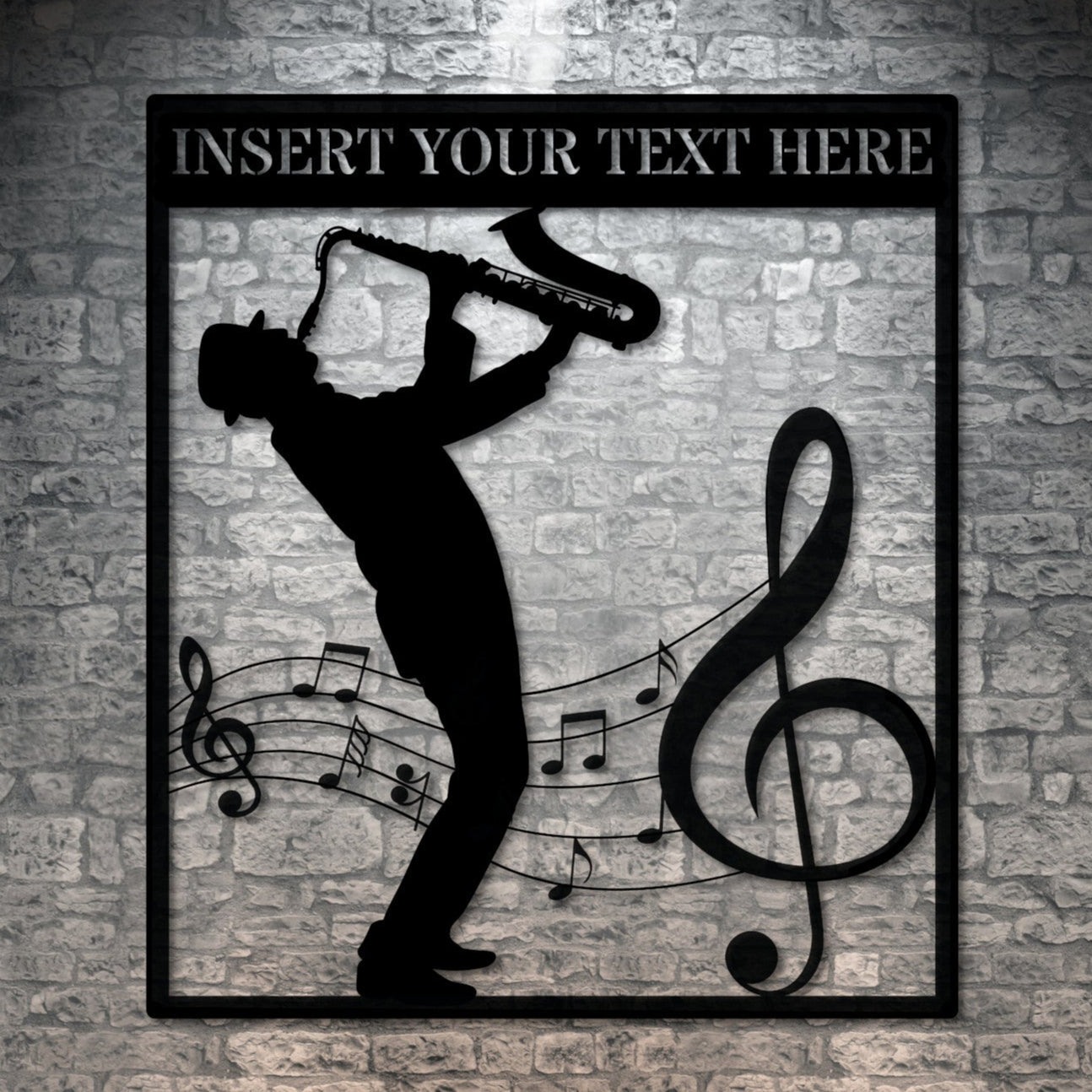 Personalized Saxophonist Name Metal Sign Decor In Black With Custom Text