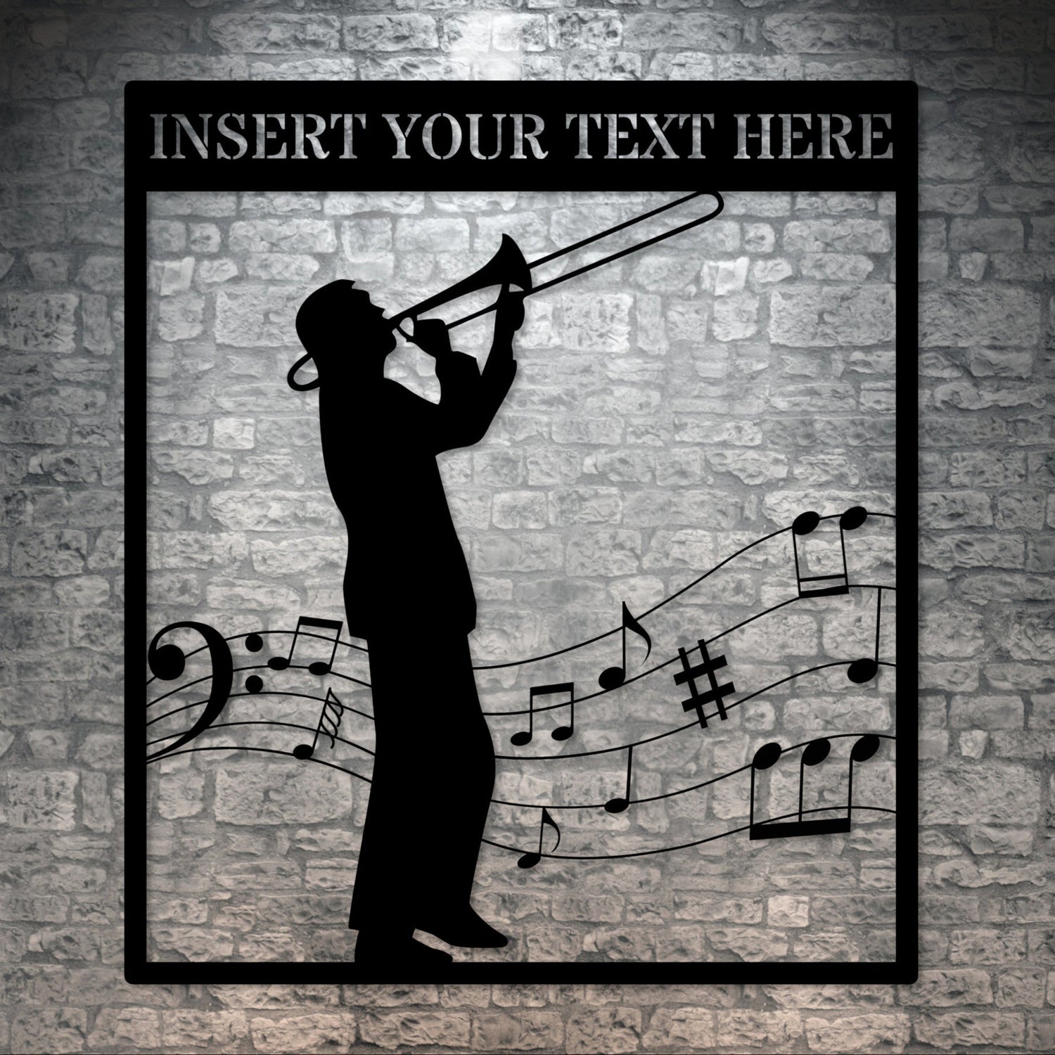 Personalized Trombonist Name Metal Sign Decor In Black With Custom text