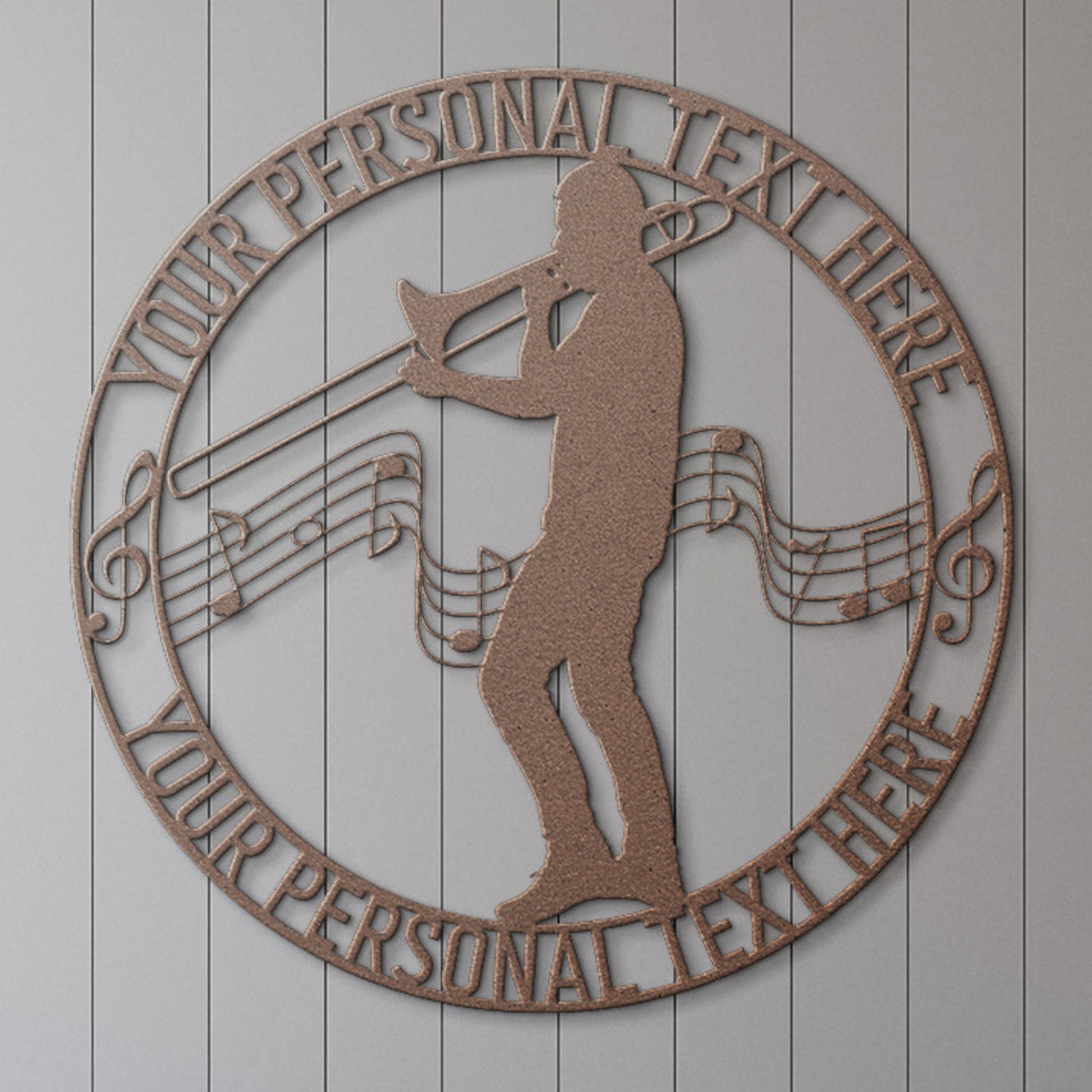 Personalized Trombonist Player Name Metal Sign Decor In Copper With Custom Text