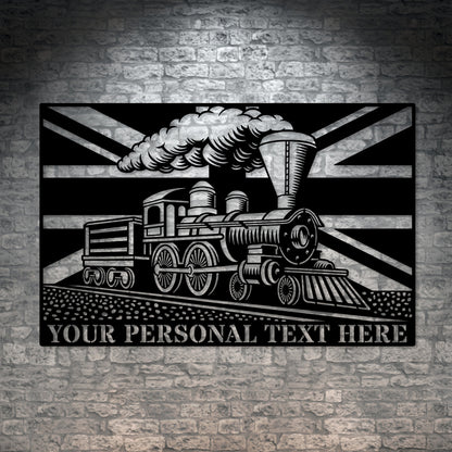 Personalized UK Steam Train Metal In Black