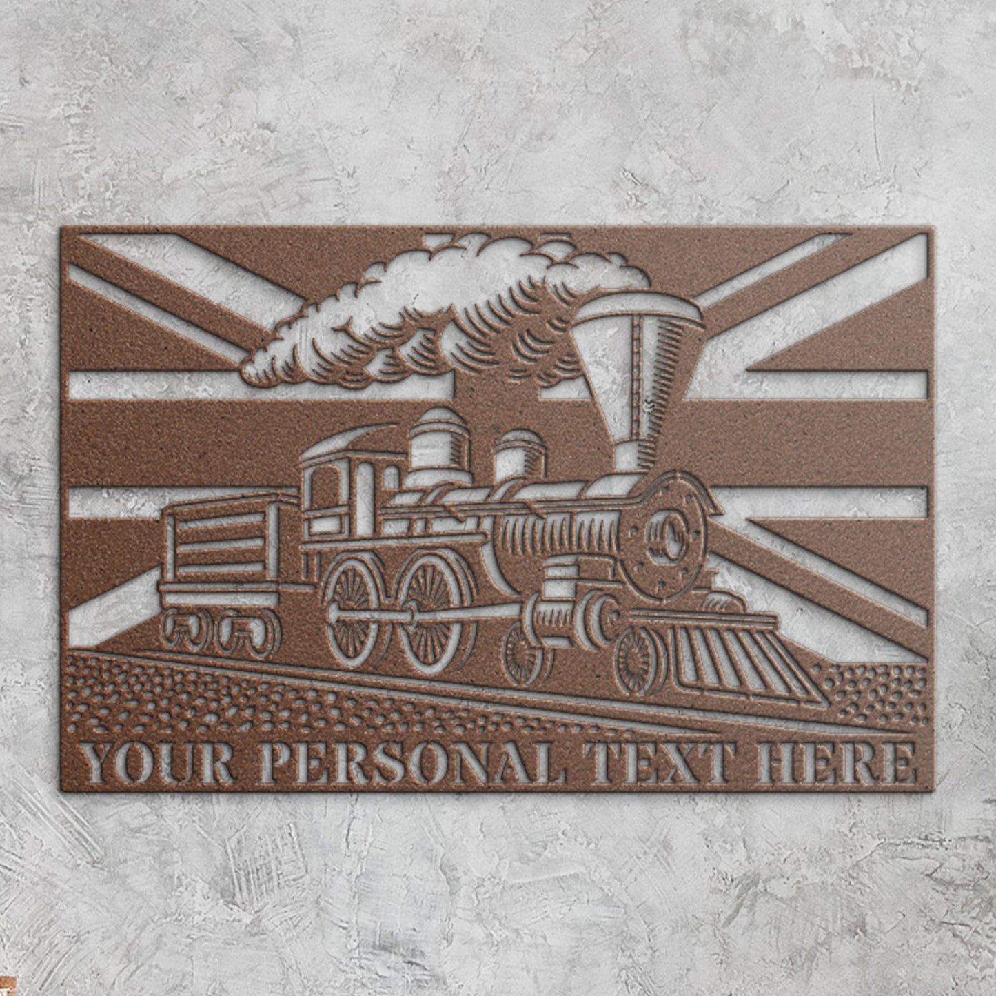 Personalized UK Steam Train Metal In Copper