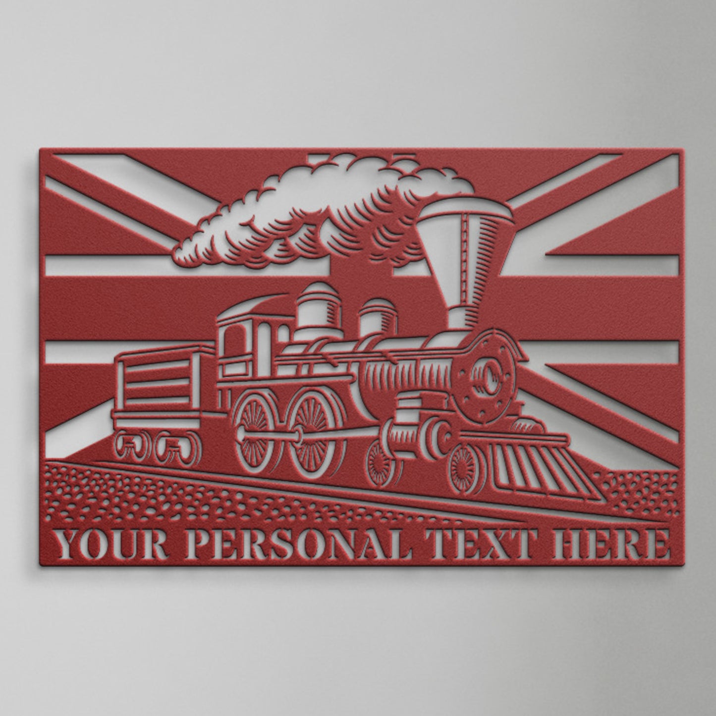 Personalized UK Steam Train Metal In Red