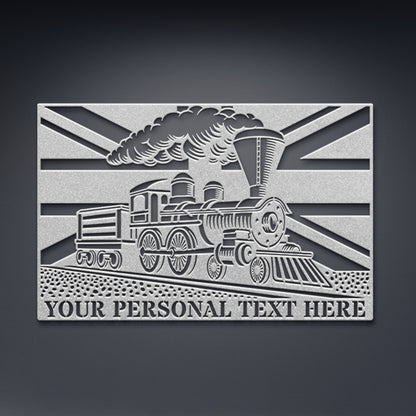 Personalized UK Steam Train Metal In Silver