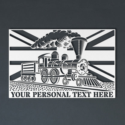 Personalized UK Steam Train Metal In White