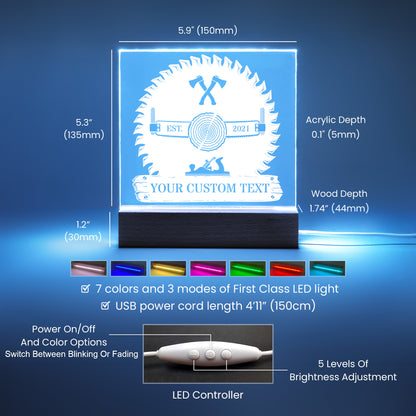 Personalized USB Powered Lumberjack LED Acrylic Sign With Custom Text