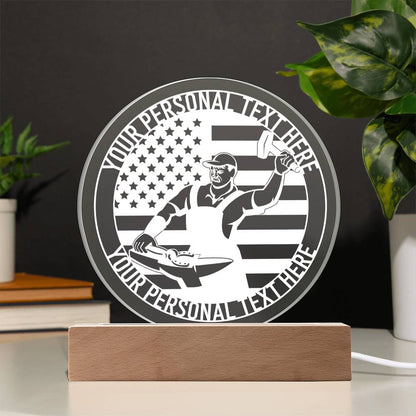 Personalized US Blacksmith Worker LED Sign In White With Custom Text 1