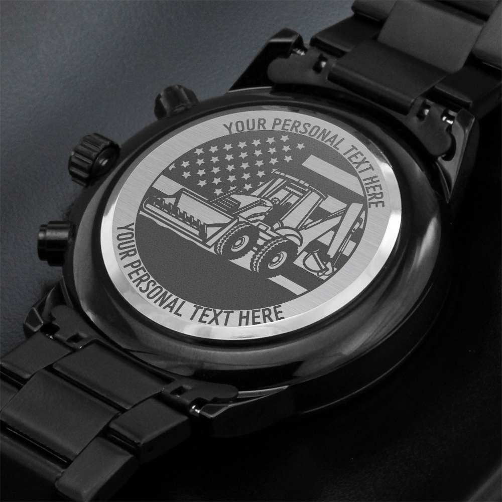 Personalized US Equipment Operator Metal Wristwatch With Custom Tet And LED Gift Box 2