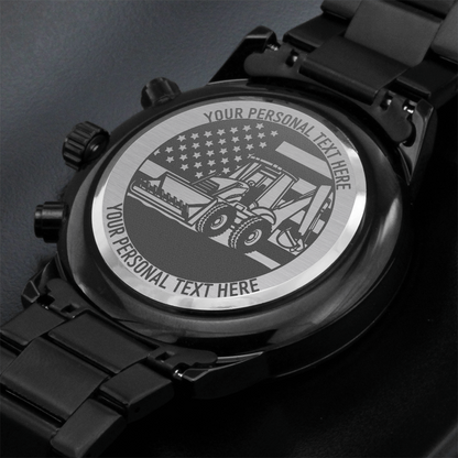 Personalized US Equipment Operator Metal Wristwatch With Custom Tet And LED Gift Box 2