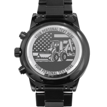 Personalized US Equipment Operator Metal Wristwatch With Custom Text And LED Gift Box
