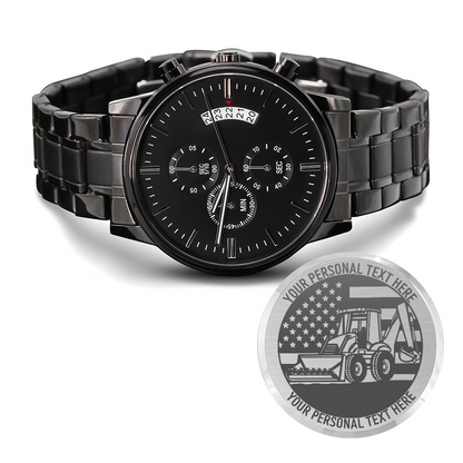 Personalized US Equipment Operator Metal Wristwatch With Custom Text And LED Gift Box 1