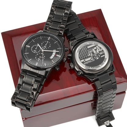 Personalized US Equipment Operator Metal Wristwatch With Custom Text And LED Gift Box 3