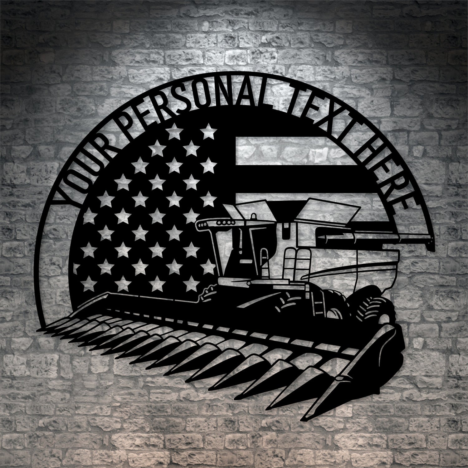 Personalized US Harvesting Machine Metal Sign Decor In Black With Custom Text