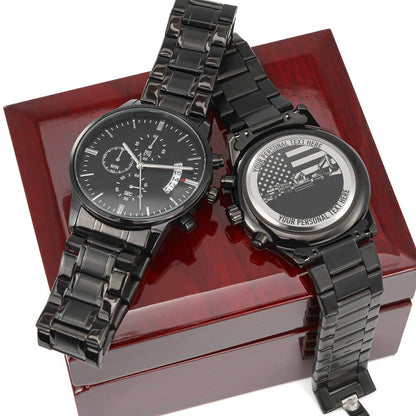 Personalized US Heavy Machinery Metal Wristwatch With Custom Text And LED Gift Box 1