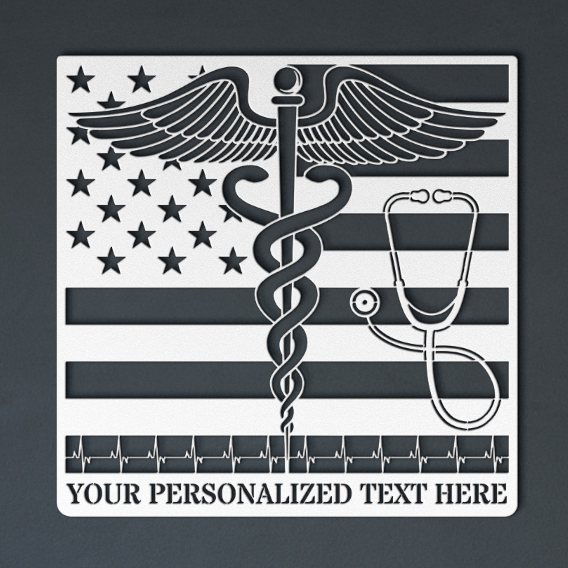 Personalized US Medical Logo Metal Sign. Custom American Doctor Wall Decor Gift. Patriotic EMS Gift. Nurse Name Sign Wall Hanging. Caretaker