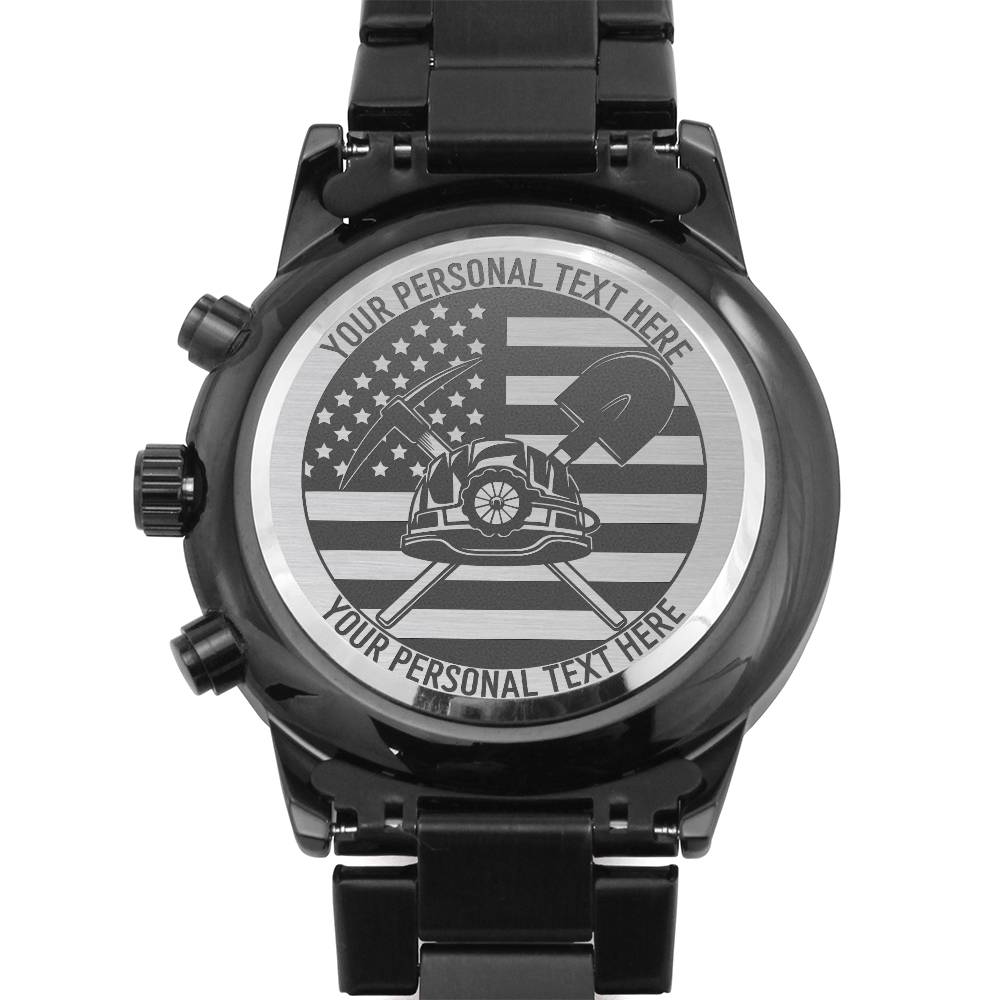 Personalized US Mine Worker Metal Wristwatch With Custom Text And LED Gift Box