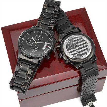 Personalized US Tower Crane Operator Metal Wristwatch With Custom Text And LED Gift Box 1
