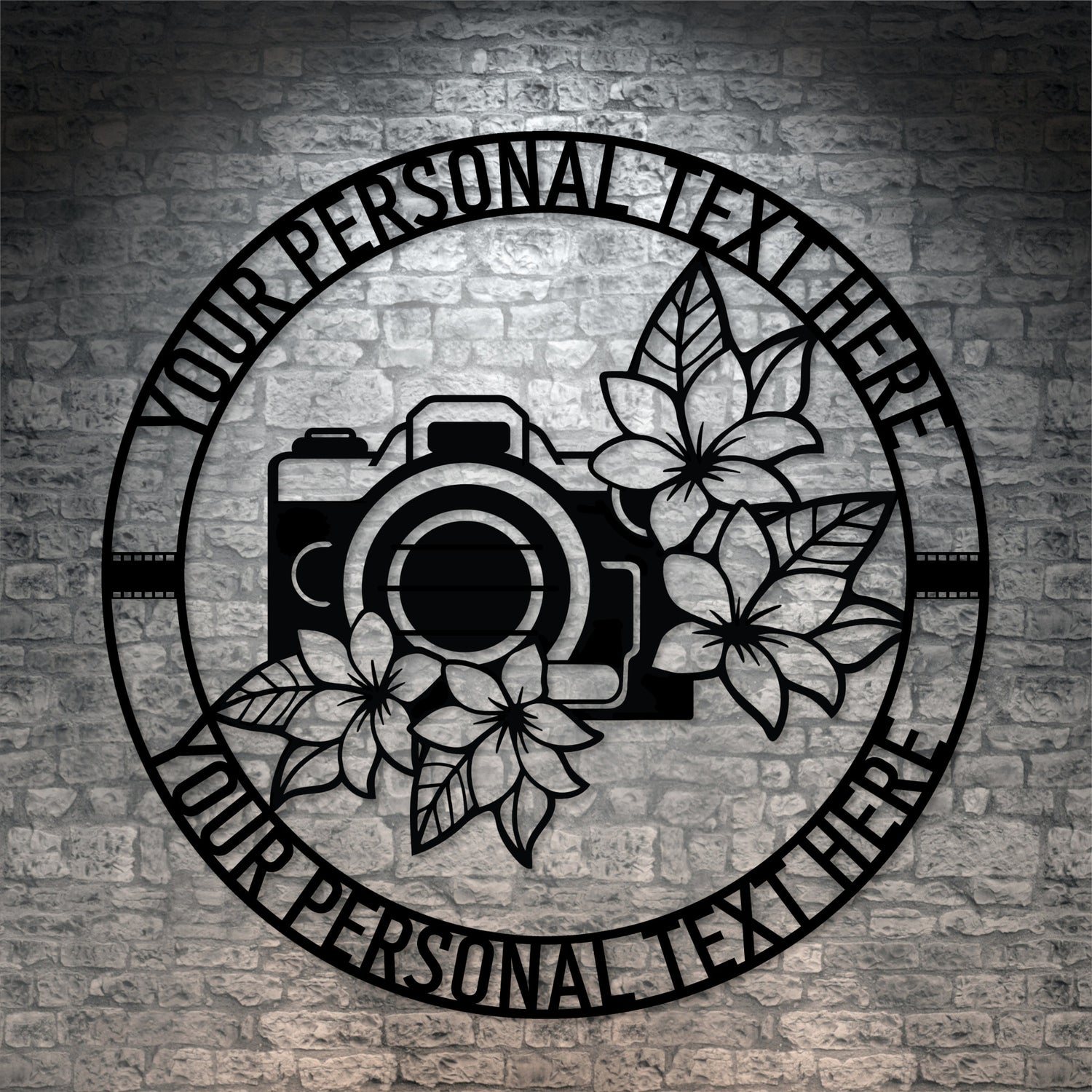 Personalized Vintage Camera Name Metal Sign Decor In Black With Custom Text