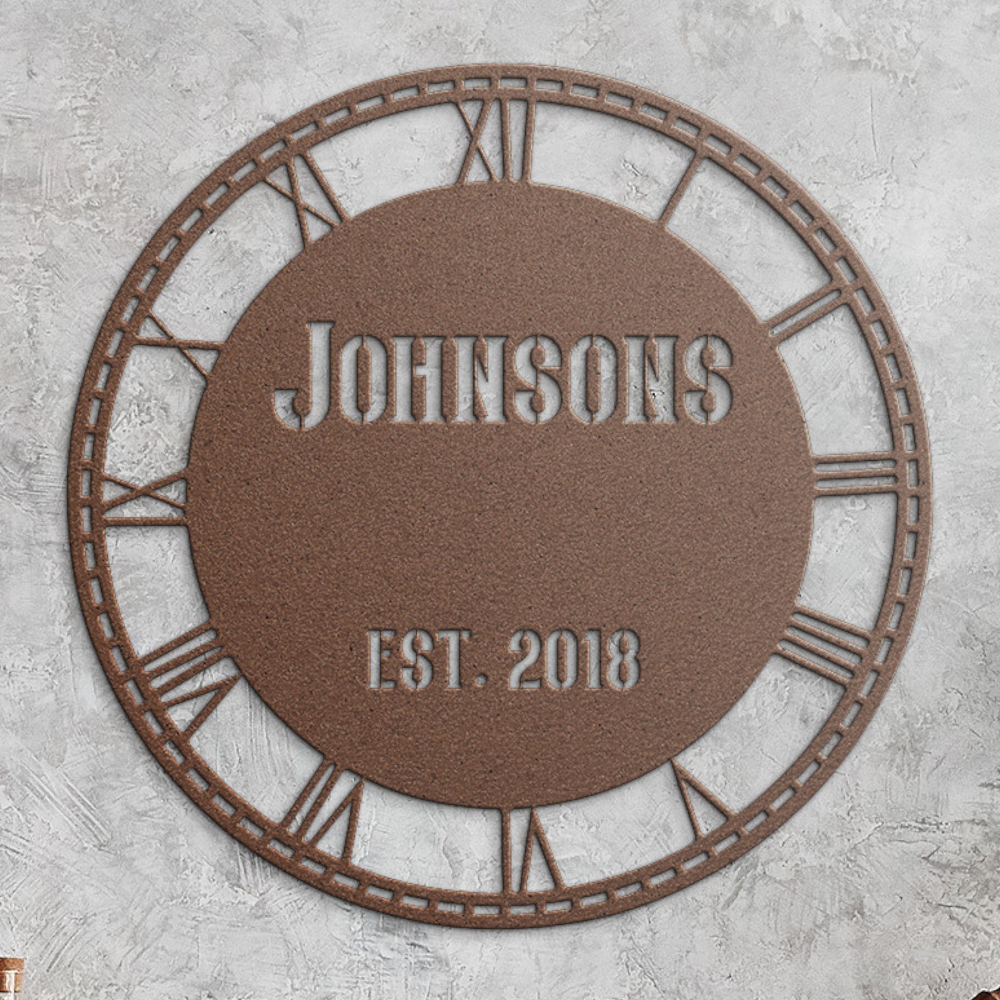 Personalized Wall Clock Metal Sign. Custom Family Name Decor Gift. Personal Roman Watch. Surname Wall Hanging. Est Year Housewarming Present