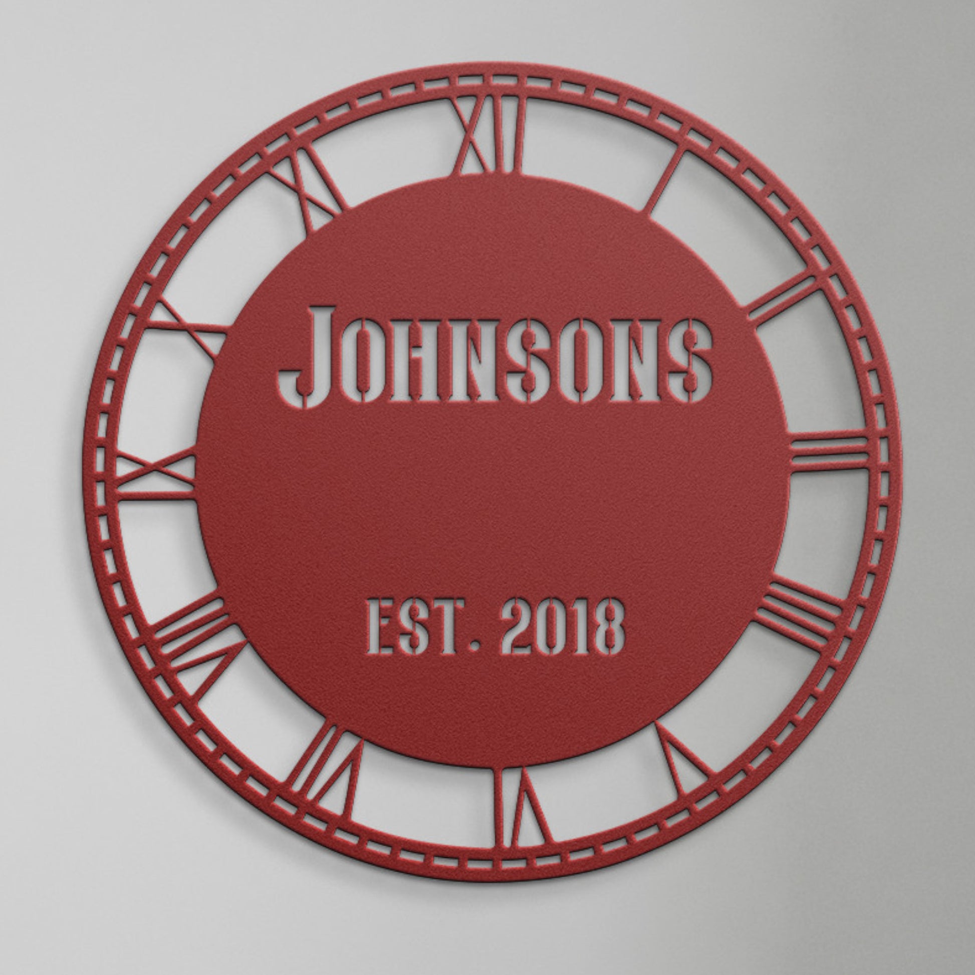 Personalized Wall Clock Metal Sign. Custom Family Name Decor Gift. Personal Roman Watch. Surname Wall Hanging. Est Year Housewarming Present