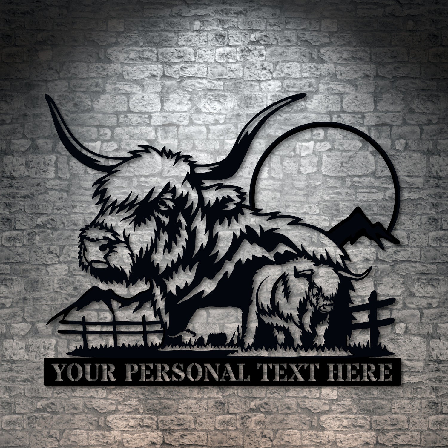 Personalized Yak Name Metal Sign Decor In Black With Custom Text