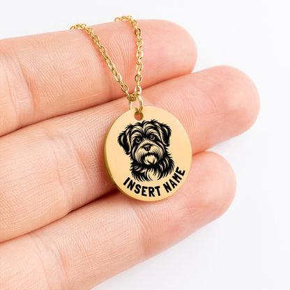 Personalized engraved Havanese Dog gold necklace in jewelry box with loving message card..