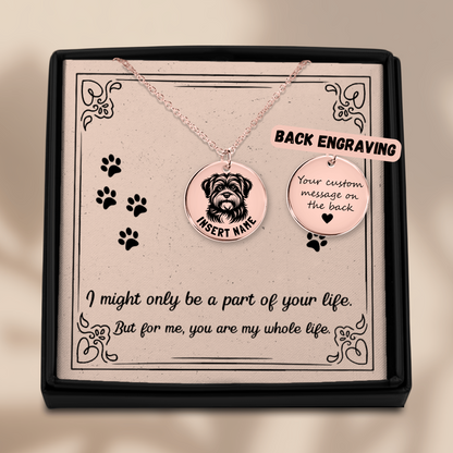 Personalized engraved Havanese Dog rose gold necklace in jewelry box with loving message card