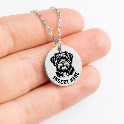 Personalized engraved Havanese Dog silver necklace in jewelry box with loving message card...