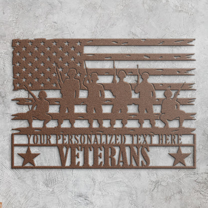 Personalized US Veterans Name Metal Sign. American Soldiers Wall Hanging