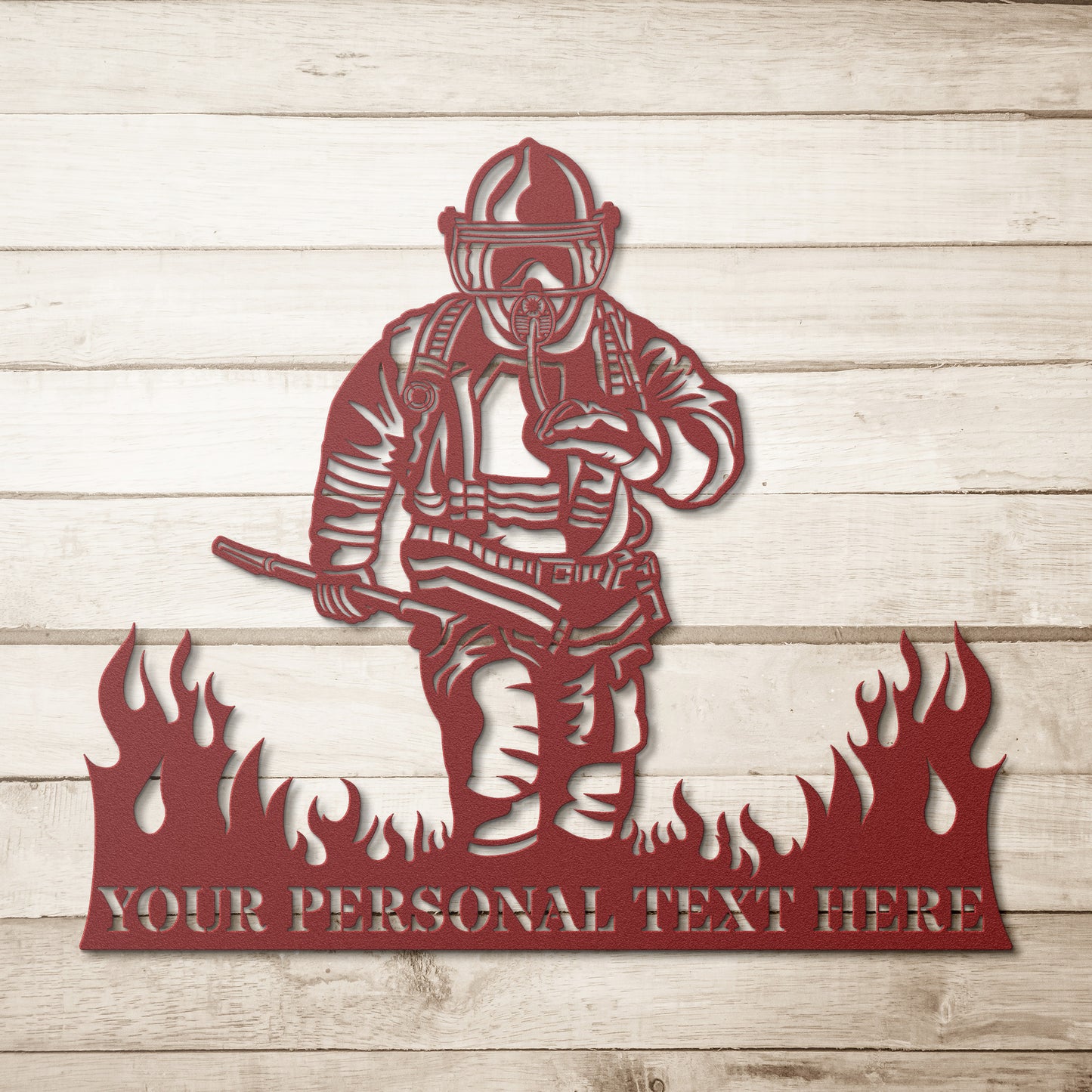 Personalized Fireman In Flames Name Metal Art. Custom Firefighter Volunteer Wall Decor. Customize Fire department Wall Hanging. To My Hero
