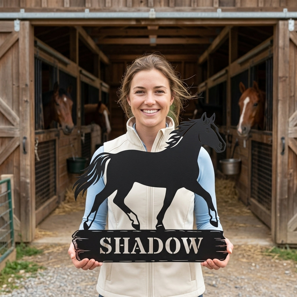 Custom Danish Warmblood Horse Metal Sign With Name. Personalized Horsebarn Wall Decor Gift
