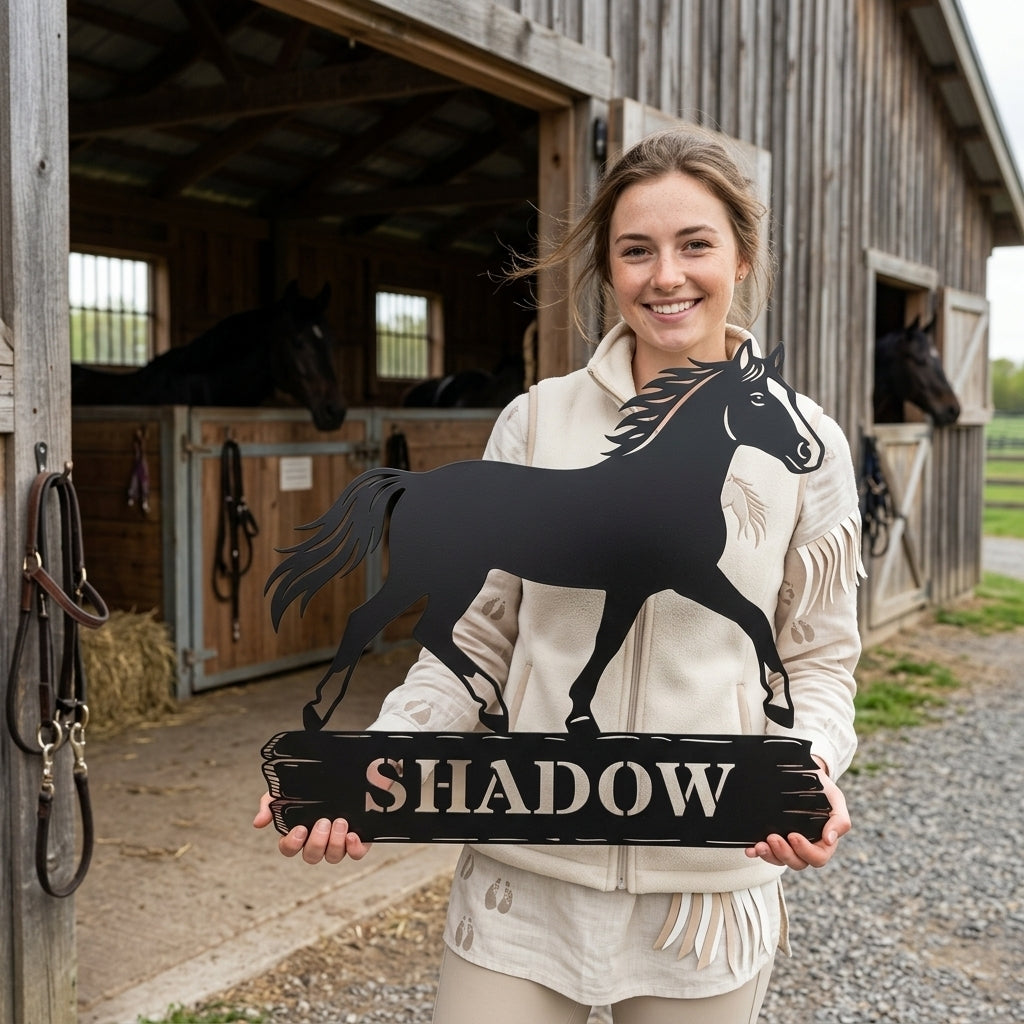 Custom Danish Warmblood Horse Metal Sign With Name. Personalized Horsebarn Wall Decor Gift