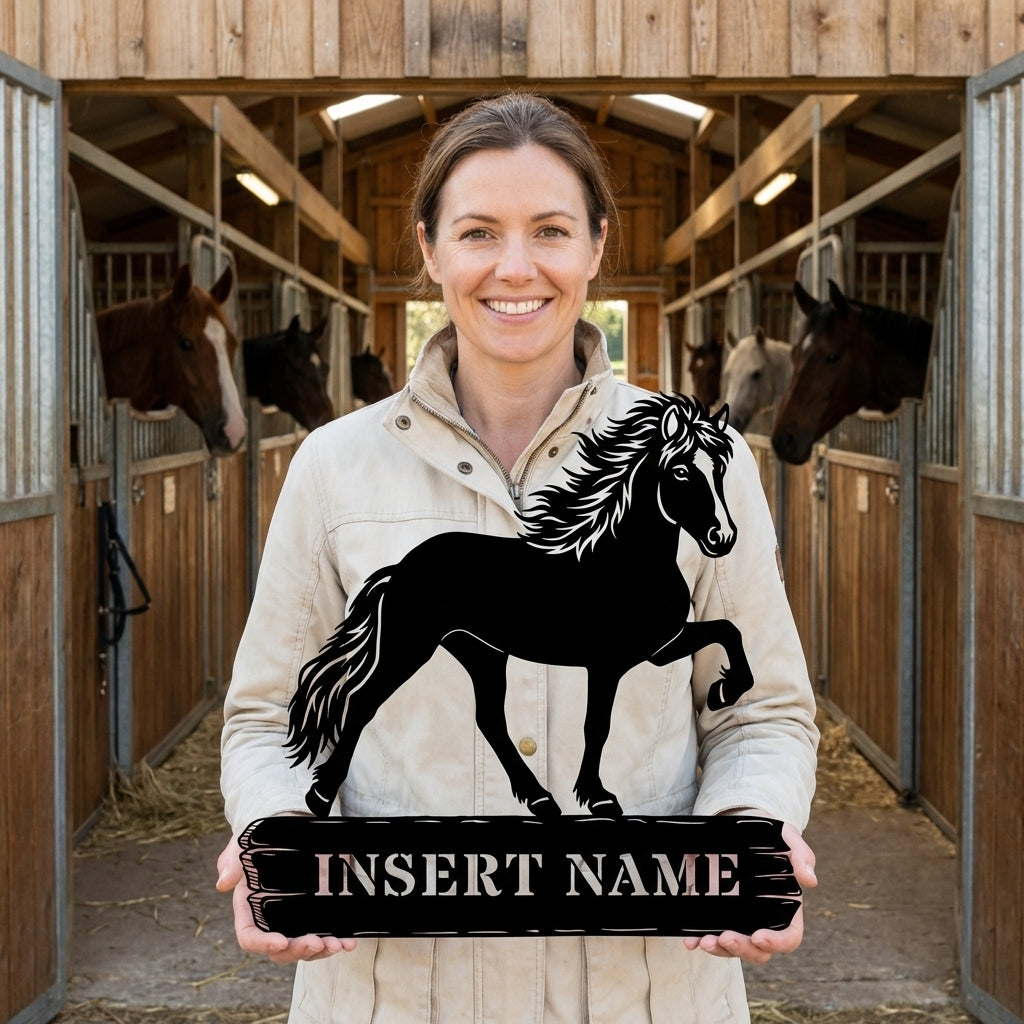 Custom Icelandic Horsename Metal Sign. Personalized Horsebarn Wall Decor Gift