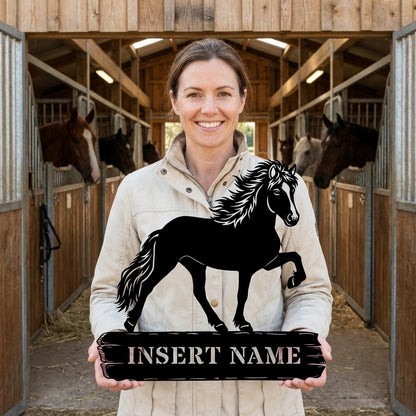 Custom Icelandic Horsename Metal Sign. Personalized Horsebarn Wall Decor Gift