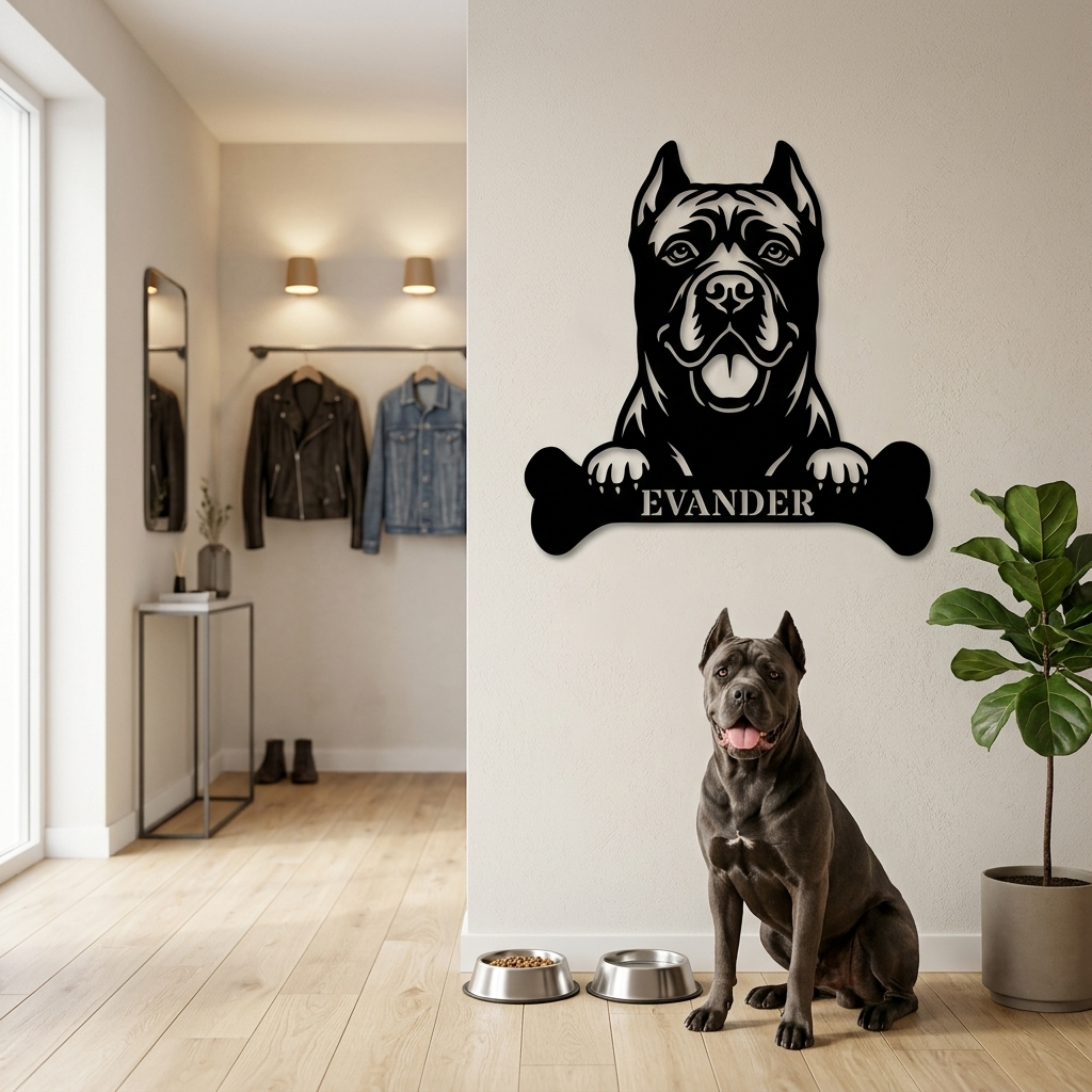 Personalized Cane Corso Dog Bone Name Metal Sign. Funny Custom Dog Wall Decor Gift