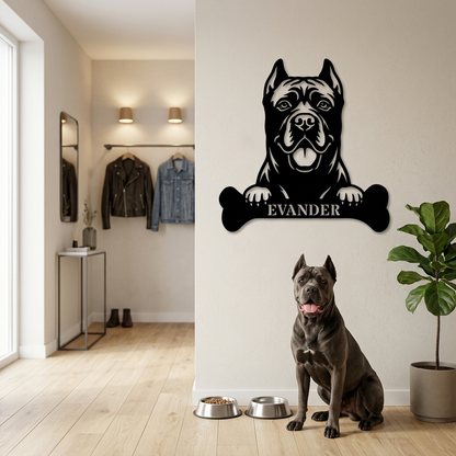 Personalized Cane Corso Dog Bone Name Metal Sign. Funny Custom Dog Wall Decor Gift