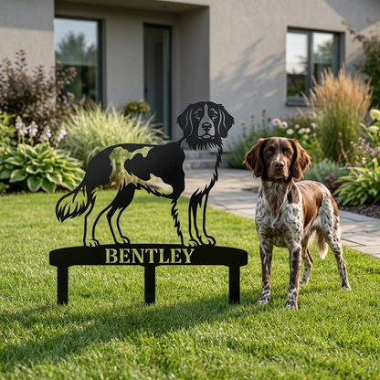Personalized Small Munsterlander Garden Metal Sign With Stakes. Custom Dog Lover Name Gift