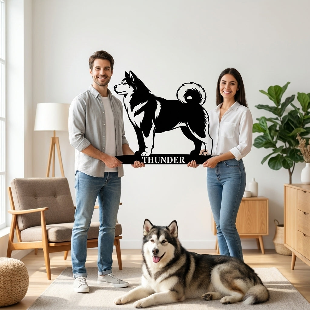 Personalized Alaskan Malamute Metal Sign. Custom Dog Owner Wall Decor Gift